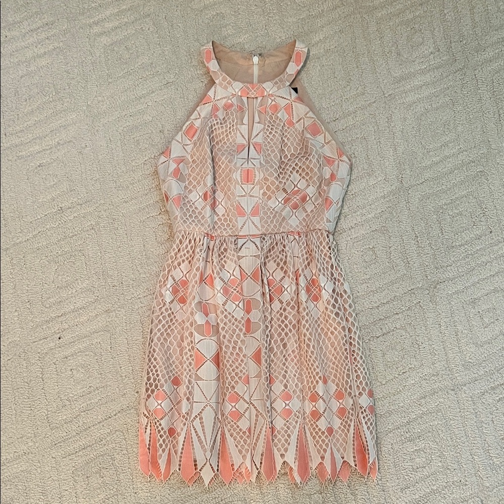 BCBGMaxAzria Pink and Cream Mini Dress